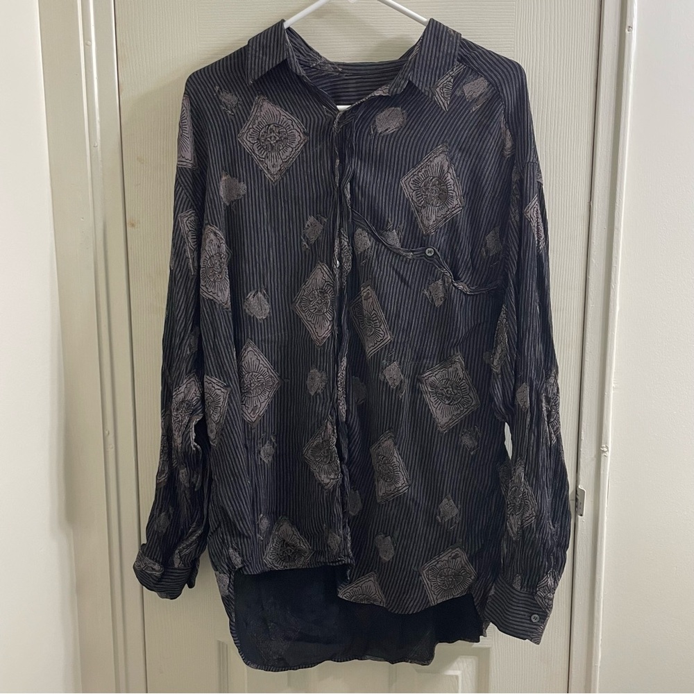 Y2K Pal Zileri patterned silky dress shirt - Picture 3 of 12